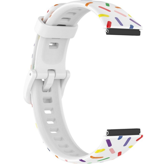 Pasek Silikonowy do Huawei Band 7, Biały / Wielokolorowy