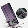 Etui do iPhone 17 Pro Max, ERBORD Glossy Litchi, portfel z klapką, fioletowe