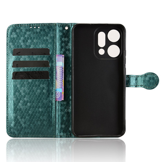 Etui z klapką do Oppo Reno 14, Wallet Rhombus, zielone