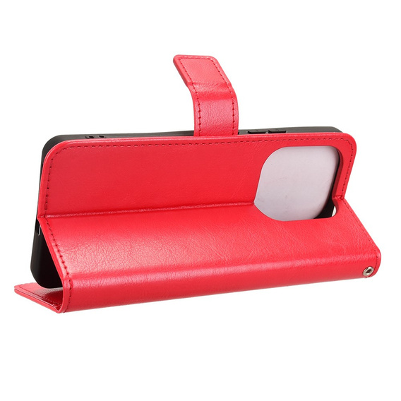 Etui z klapką do Xiaomi Redmi Note 14 4G, Crazy Horse Wallet, czerwone