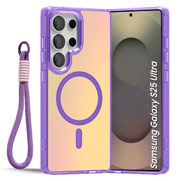Etui do Samsung Galaxy S25 Ultra MagSafe Laser TPU z paskiem – fioletowe/kolorowe