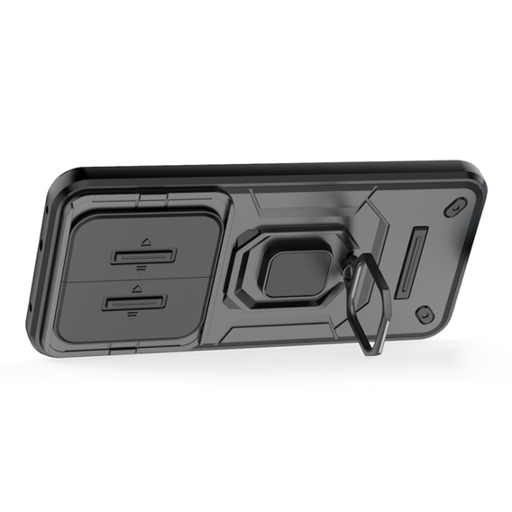 Etui pancerne do Realme 14 Pro+ 5G, z osłoną aparatu i podstawką, czarne