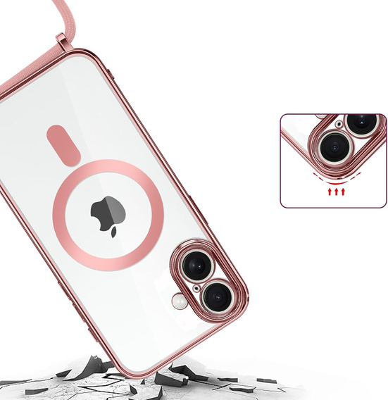 Etui do iPhone 17, Electro MagSafe, różowe + Smycz