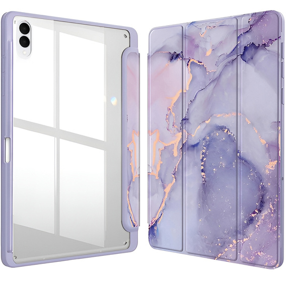 Etui do Samsung Galaxy Tab S11 Ultra, Smartcase Hybrid, z miejscem na rysik, Marble fioletowe