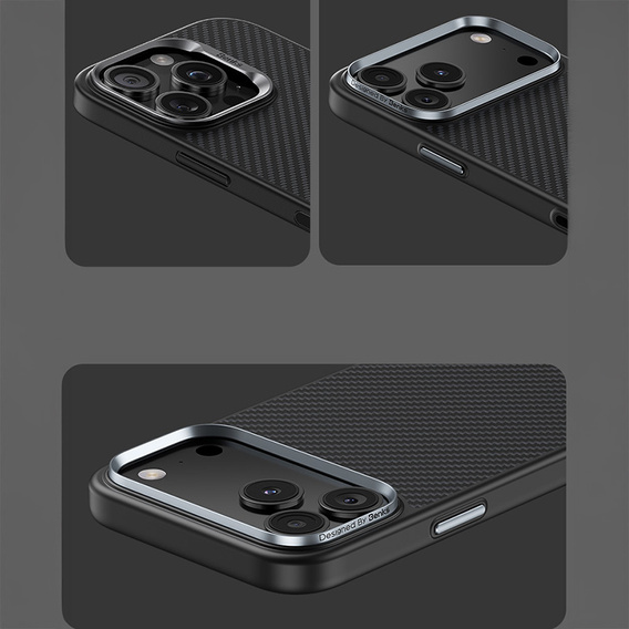 Etui BENKS Kevlar Armor PRO do iPhone 17 Pro, Carbon Fiber 600D A069, do MagSafe, aktywny przycisk – czarne