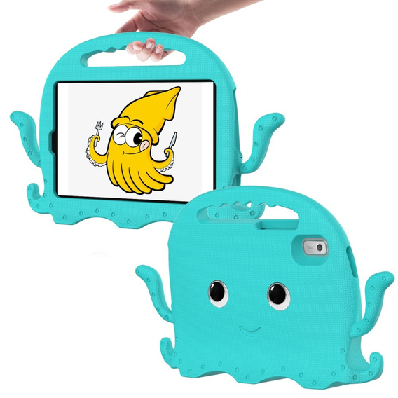 Etui dla dzieci do Lenovo Tab M9, z rączką, ośmiornica, zielone