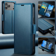 Etui do iPhone 17 Pro Max, ERBORD Glossy Litchi, portfel z klapką, niebieskie