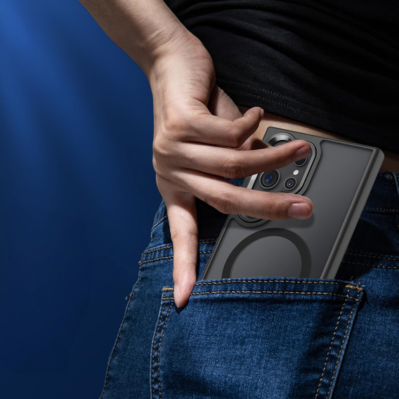 Etui do Samsung Galaxy S25 Ultra, Kickstand Matt Case, do MagSafe, czarne + Szkło na ekran