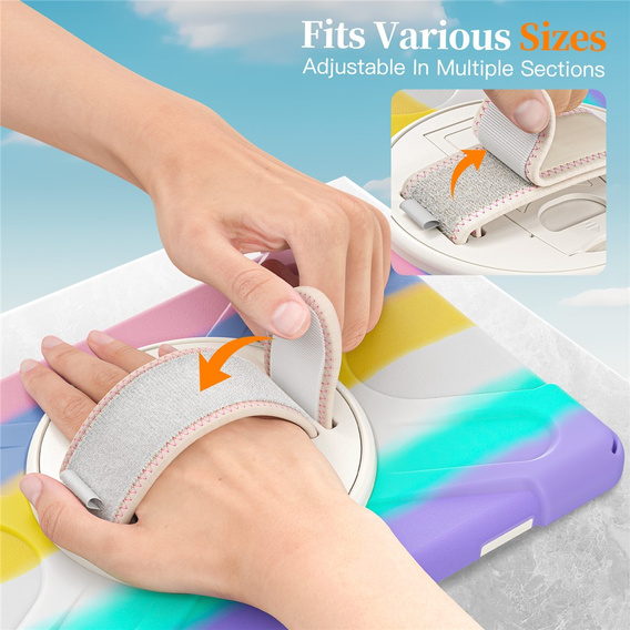 Pancerne etui do Samsung Galaxy Tab A11+, z podstawką i paskiem na ramię – wielokolorowe