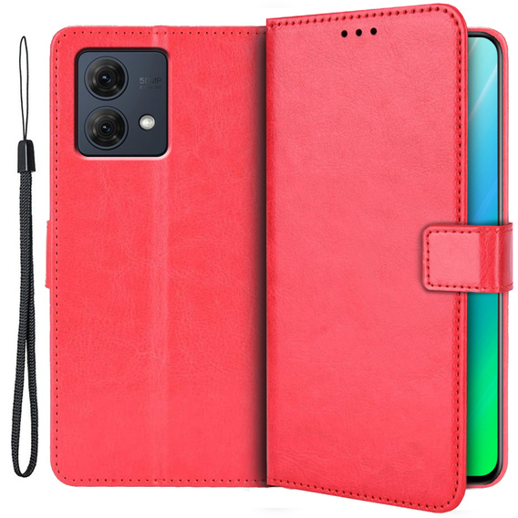 Etui z klapką do Motorola Moto G84 5G, Crazy Horse Wallet, czerwone