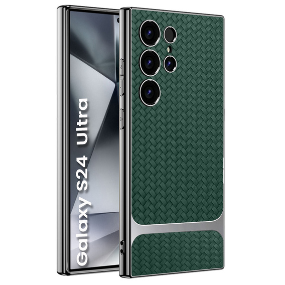 Etui do Samsung Galaxy S24 Ultra, GKK Woven Leather, zielone