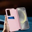 Etui do Samsung Galaxy S25 Edge – Smart View z kieszenią na kartę, różowe