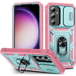 Etui pancerne do Samsung Galaxy S23 FE, CamShield Slide, zielone / różowe