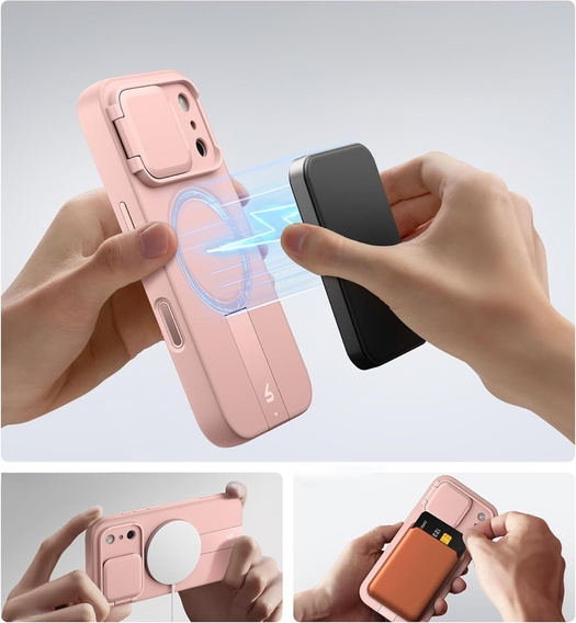 Etui do iPhone 17 Pro, Suritch Shockproof, do MagSafe – różowe
