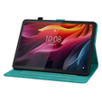 Etui do Lenovo Tab K11 Plus – zielone, z tłoczonym motywem lilii, z kieszeniami na karty