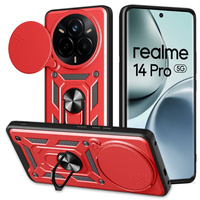 Etui pancerne do Realme 14 Pro 5G, CamShield Slide, czerwone