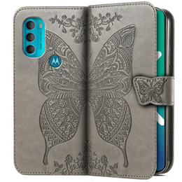 Etui z klapką do Motorola Moto G71 5G, Butterfly, szare