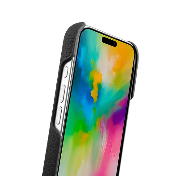 Etui MELKCO do iPhone 16 Pro Max, skórzane, czarne