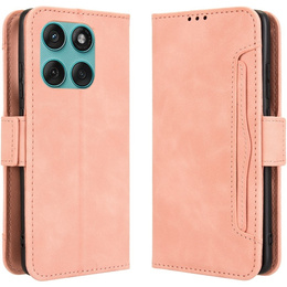 Etui z klapką do Motorola Edge 60 Fusion, Card Slot, różowe