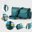 Etui CASEME do Samsung Galaxy S24 FE, RFID Leather Wallet, z paskiem na ramię, zielone