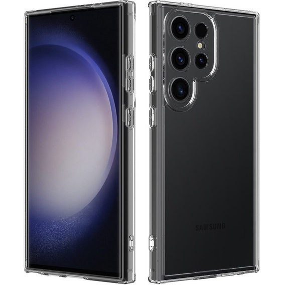 Zestaw Etui do Galaxy S24 Ultra, Fusion Hybrid, przezroczyste + 2x Szkło na ekran z ramką do montażu