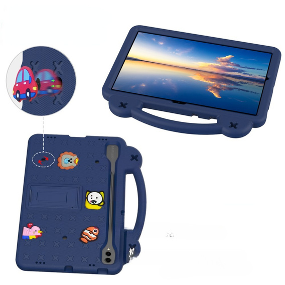 Etui do Samsung Galaxy Tab S10+ Plus, Cute Patterns, z podstawką, granatowe