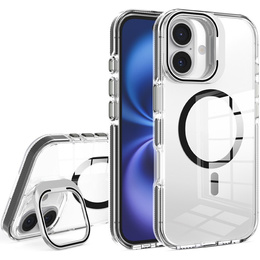Etui do iPhone 17, do MagSafe, z podstawką, przezroczyste z czarnymi akcentami
