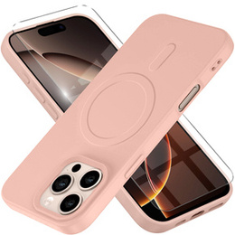 Etui do MagSafe ERBORD Silicone Mag Cover do iPhone 16 Pro Max, różowe + Szkło Hartowane 9H