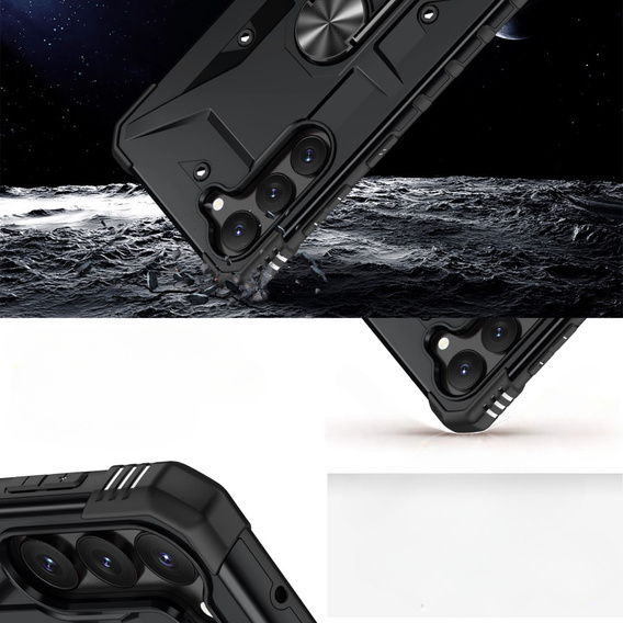 Etui pancerne do Samsung Galaxy S23, z ringiem, czarne