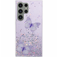 Etui do Samsung Galaxy S24 Ultra, Glitter Butterfly, fioletowe