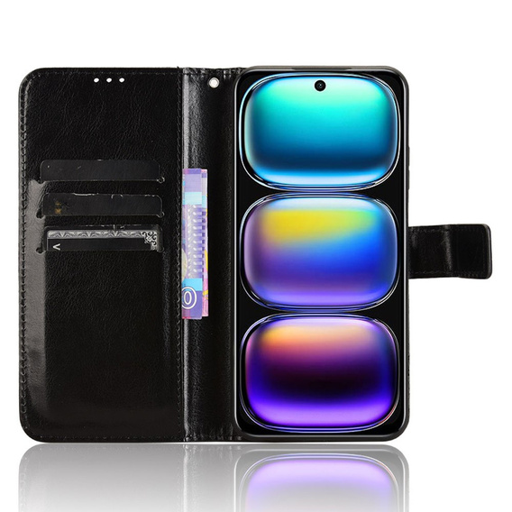 Etui z klapką do Infinix Hot 50i 4G, Crazy Horse Wallet, czarne
