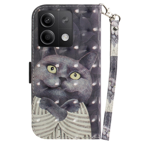 Etui z klapką do Xiaomi Redmi Note 13 5G, Wallet, Cat szare