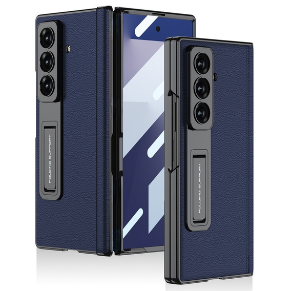 Etui GKK do Samsung Galaxy Z Fold7 5G ze szkłem i podstawką – granatowe