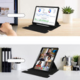 Etui z klawiaturą do Samsung Galaxy Tab S10 Lite / S10 FE / S9 FE, Rotary 360° Leather, czarne