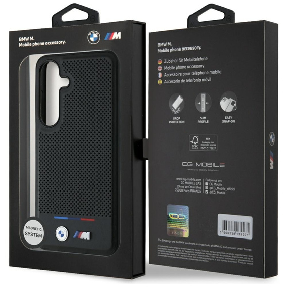Etui BMW do Galaxy S25, Tricolor Stipe do MagSafe, Czarne