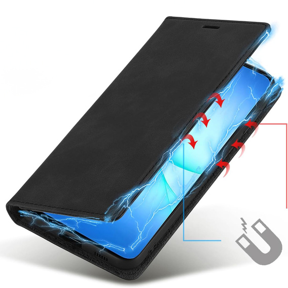 Etui z klapką do Samsung Galaxy A17 5G, Smart Suede - czarne