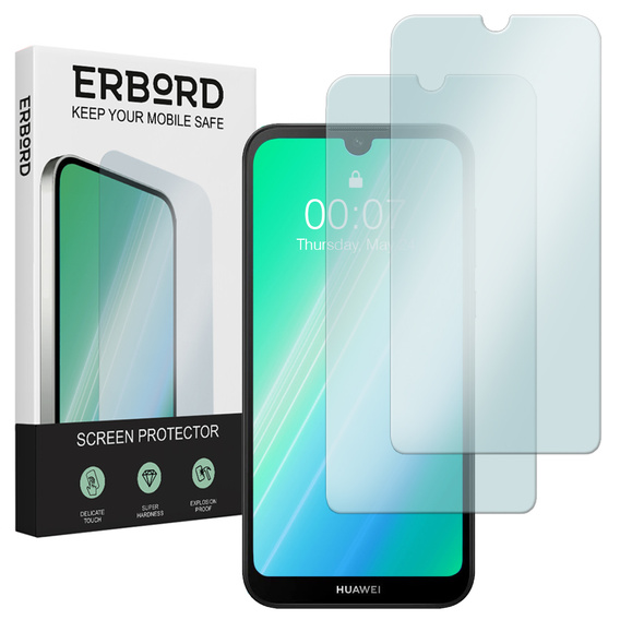 2x Szkło Hartowane do Huawei Y5 2019, ERBORD 9H Hard Glass, szybka