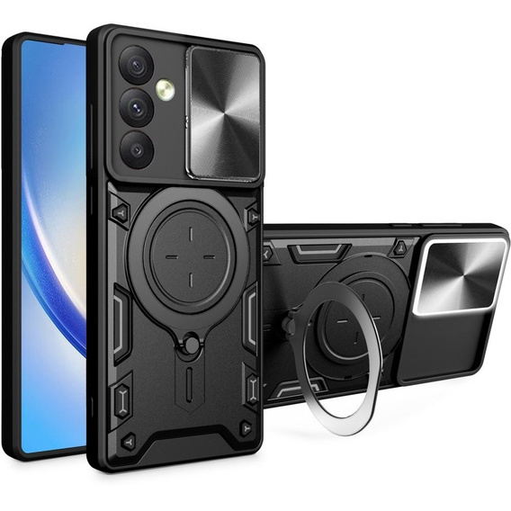 Zestaw Etui pancerne do Samsung Galaxy A54 5G, CamShield Slide, czarne + szkło