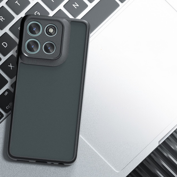 Etui do Motorola Moto G56 5G, z ochroną aparatu, przezroczyste z czarną ramką