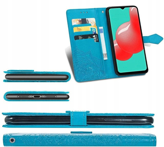 Etui z klapką do Samsung Galaxy M52 5G, Mandala, niebieskie
