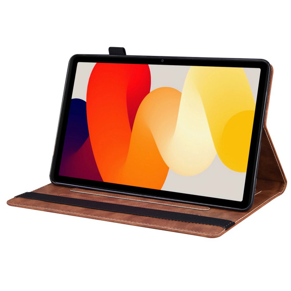 Etui z klapką i kieszonkami na karty do Xiaomi Redmi Pad 2 - Brązowe