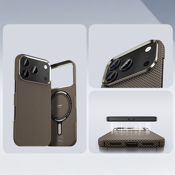 Etui BENKS Kevlar do iPhone 17 Pro, Magnetic Armor Tint 1000D 0069, do MagSafe, aktywny przycisk – złote