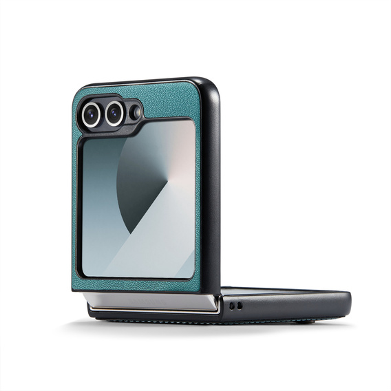 Etui do Samsung Galaxy Z Flip7, CASEME Litchi Leather, zielone