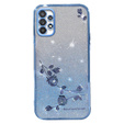 Etui do Samsung Galaxy A53 5G, Glitter Flower, niebieskie