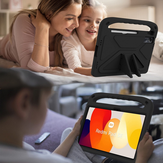 Etui dla dzieci do Xiaomi Redmi Pad SE 11", dziecięce z uchwytem, Czarne