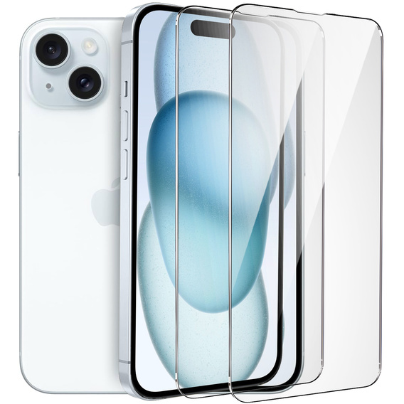2x Szkło Hartowane do iPhone 15, ERBORD 9H Hard Glass, szybka