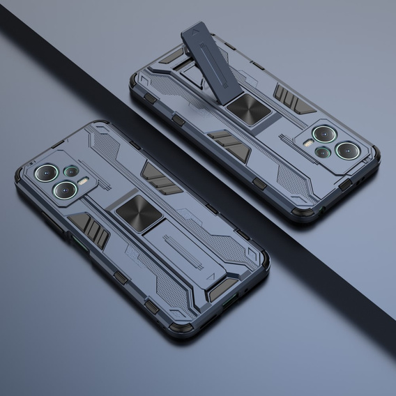 Etui do Xiaomi Redmi Note 12 5G / POCO X5 5G, pancerne z podstawką i ochroną aparatu, niebieskie
