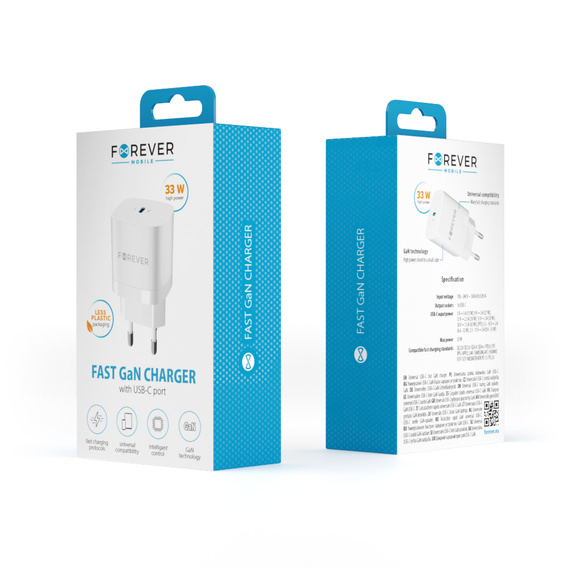 Forever Ładowarka Sieciowa 33W GaN USB-C, White
