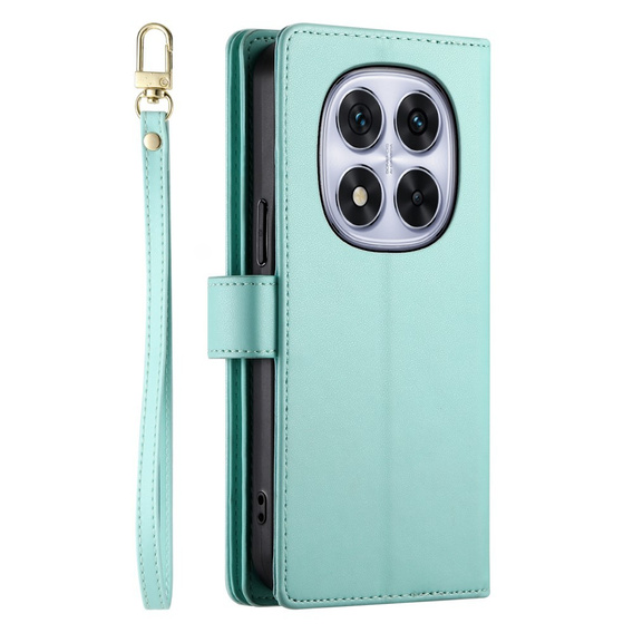 Etui z klapką do Xiaomi Redmi Note 14 Pro 5G / Poco X7 5G, Wallet Zipper Pocket, zielone