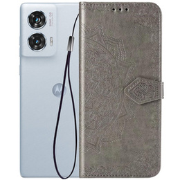 Etui z klapką do Motorola Edge 50 Fusion 5G, Mandala, szare
